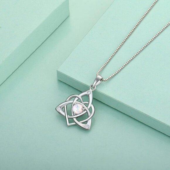 Celtic Knot Necklace for Women 925 Sterling Silver Trinity Love Knot Pendant Bir - Picture 5 of 6